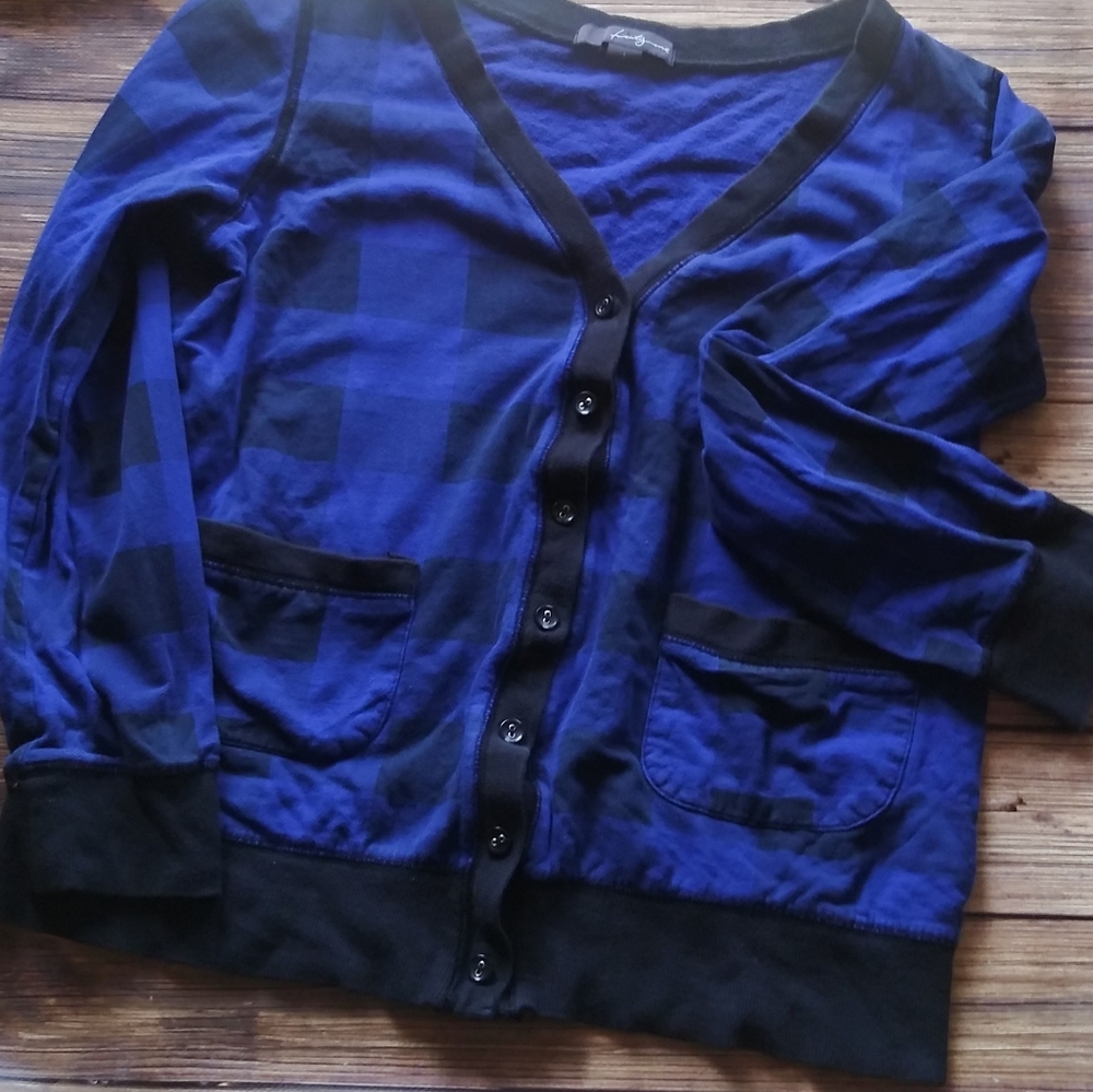 Large Blue and Black Cardigan